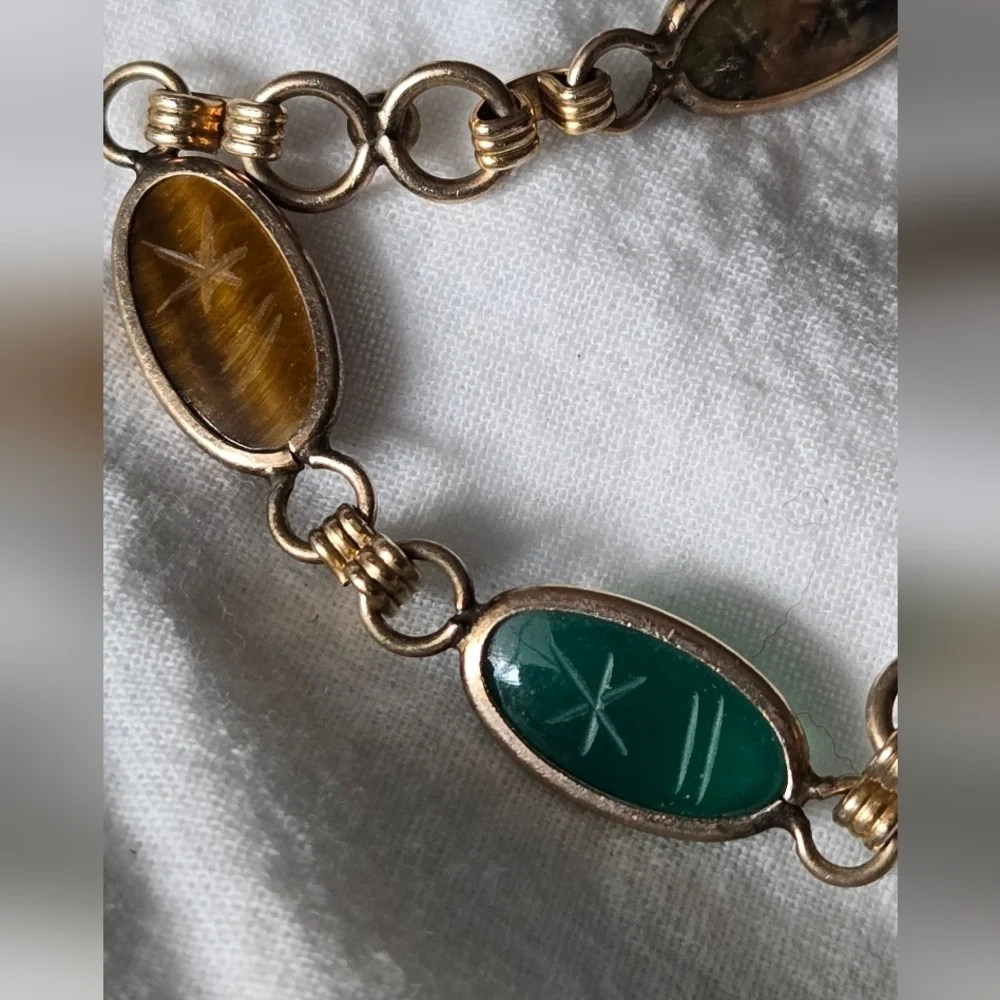 VTG D'or 1/20 12k G F Multicolor Gems Scarab Bracelet